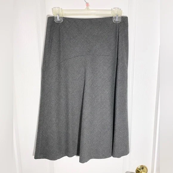 Talbots Drop Waist Fit & Flare Stretch Wool Skirt Gray Petite 4 - Picture 1 of 5